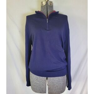 Brooks Brothers‎ Extra Fine Merino Wool Quarter Zip Lightweight Sweater Navy M